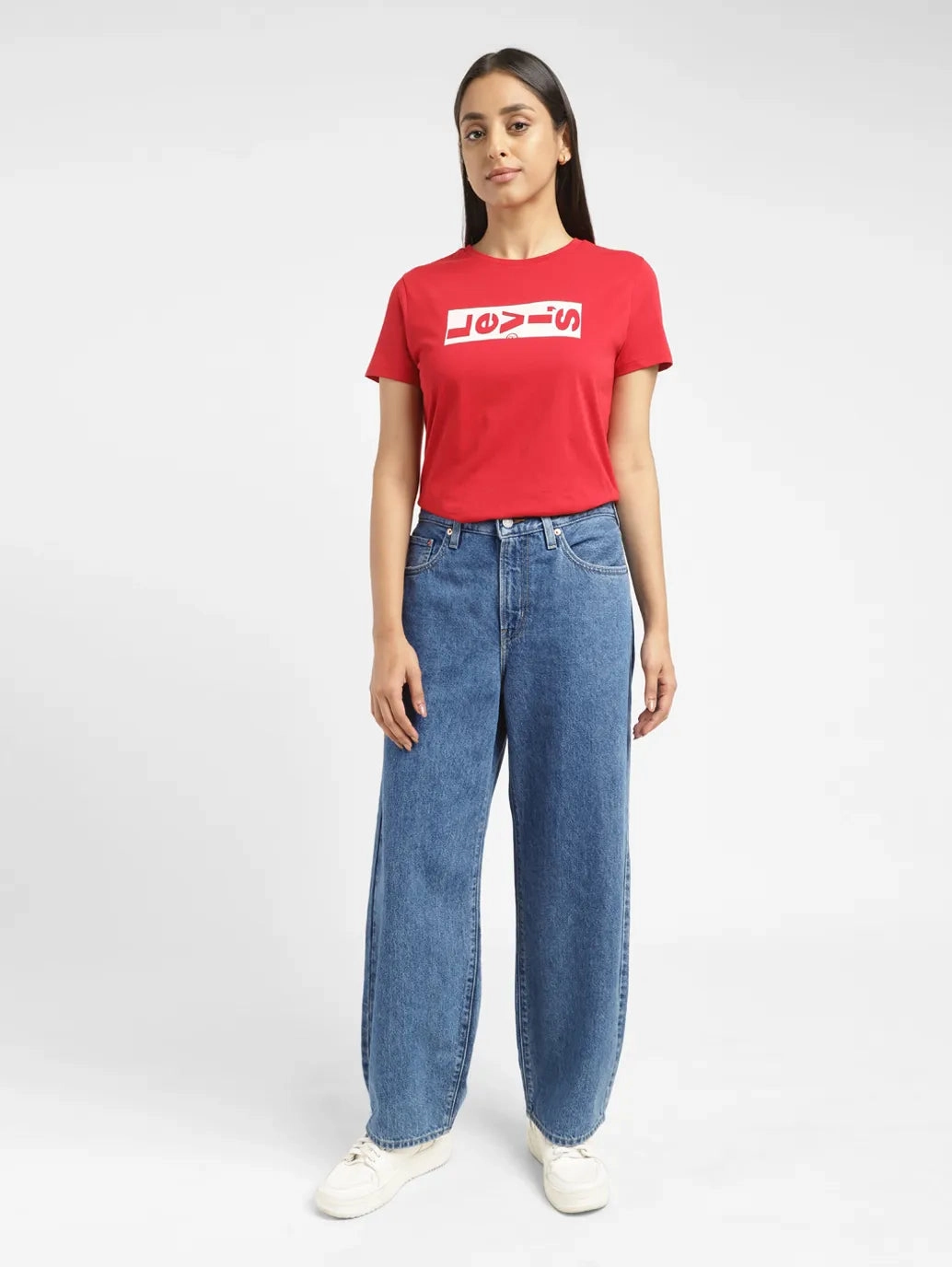 Women's Blue Ribcage Straight Ankle Fit High Rise Jeans Premium Elegant Spring Mood Brunch Outfit Formal