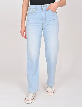 Women's Blue Ribcage Straight Fit High Rise Jeans Comfortable Waist