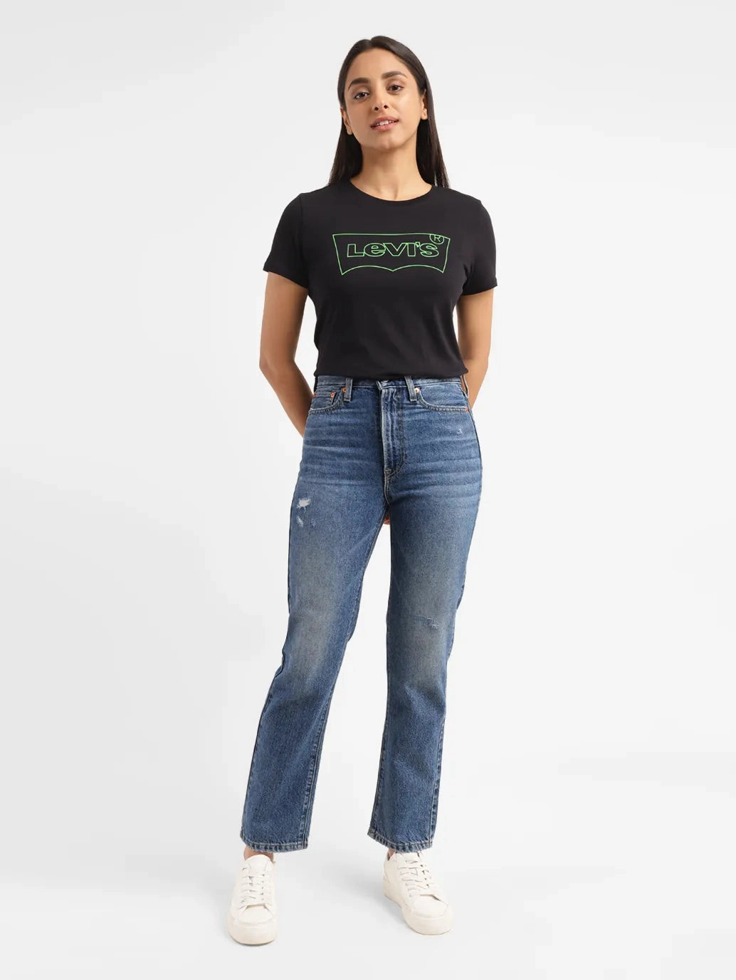 Women's Blue Wedgie Straight Fit High Rise Jeans Fashion Forward