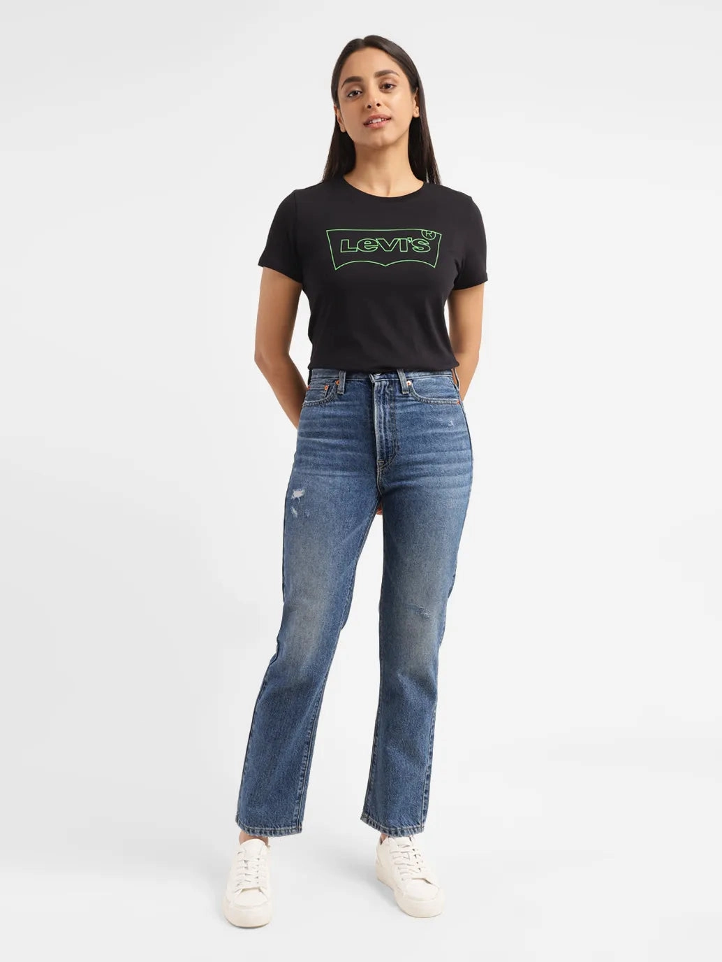 Casual Option Women's Blue Wedgie Straight Fit High Rise Jeans