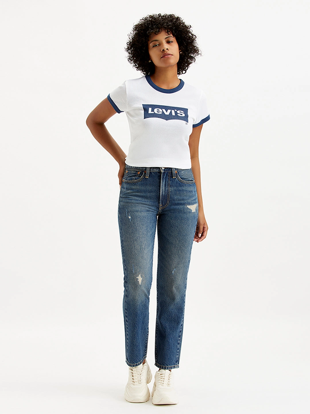 Family Style Slim Women's Blue Wedgie Straight Fit Mid Rise Jeans