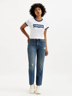 Women's Blue Wedgie Straight Fit Mid Rise Jeans Casual Musthave