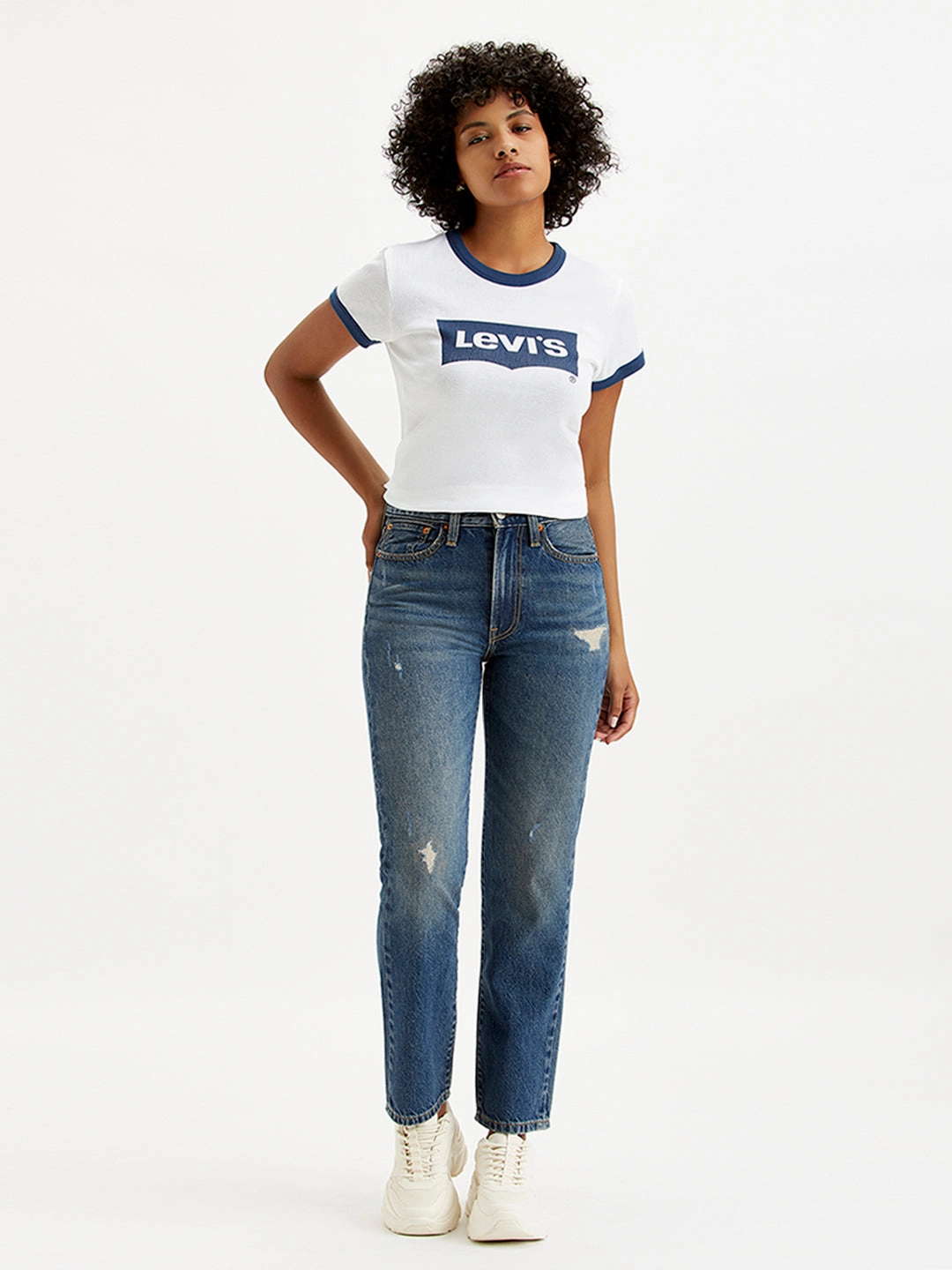 Women's Blue Wedgie Straight Fit Mid Rise Jeans Casual Musthave