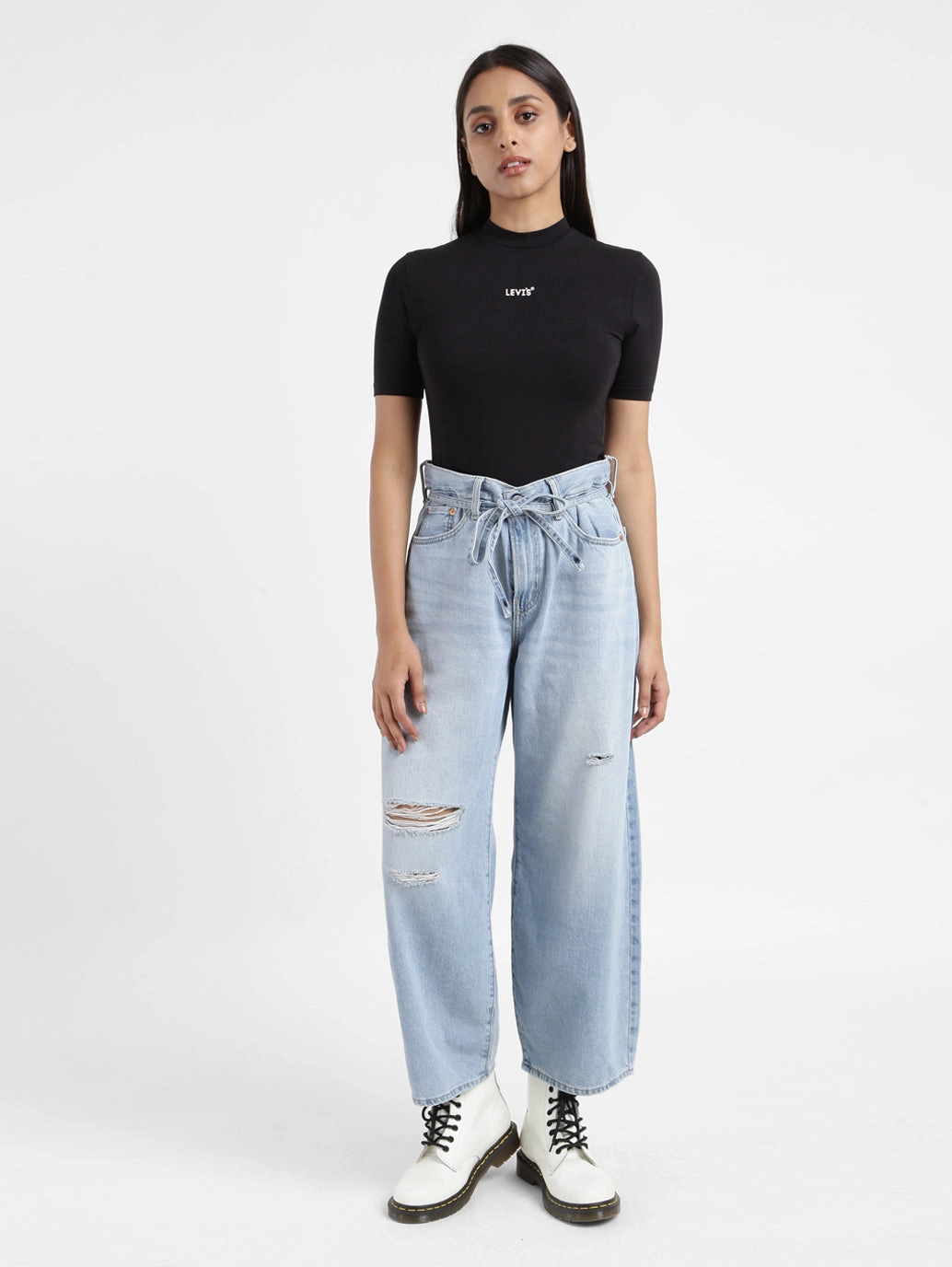 Women's Blue XL Balloon Loose Fit High Rise Jeans Grab And Go Always Fits