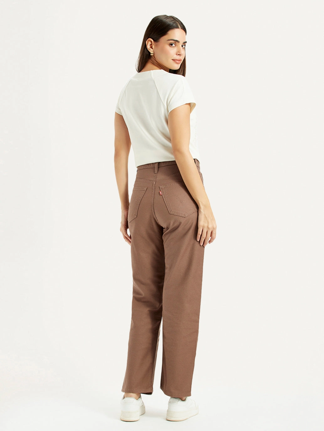 Customizable Fit Women's Brown Ribcage Straight Fit High Rise Jeans