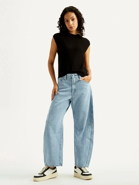 Women's Cinch Light Blue Barrel Loose Fit Mid Rise Jeans Party Look Luxury