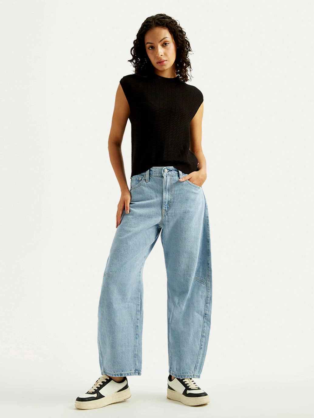 Women's Cinch Light Blue Barrel Loose Fit Mid Rise Jeans Party Look Luxury