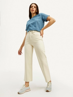 Women's Cream Ribcage Straight Fit High Rise Jeans Stylish Choice Premium Outdoor Enthusiast