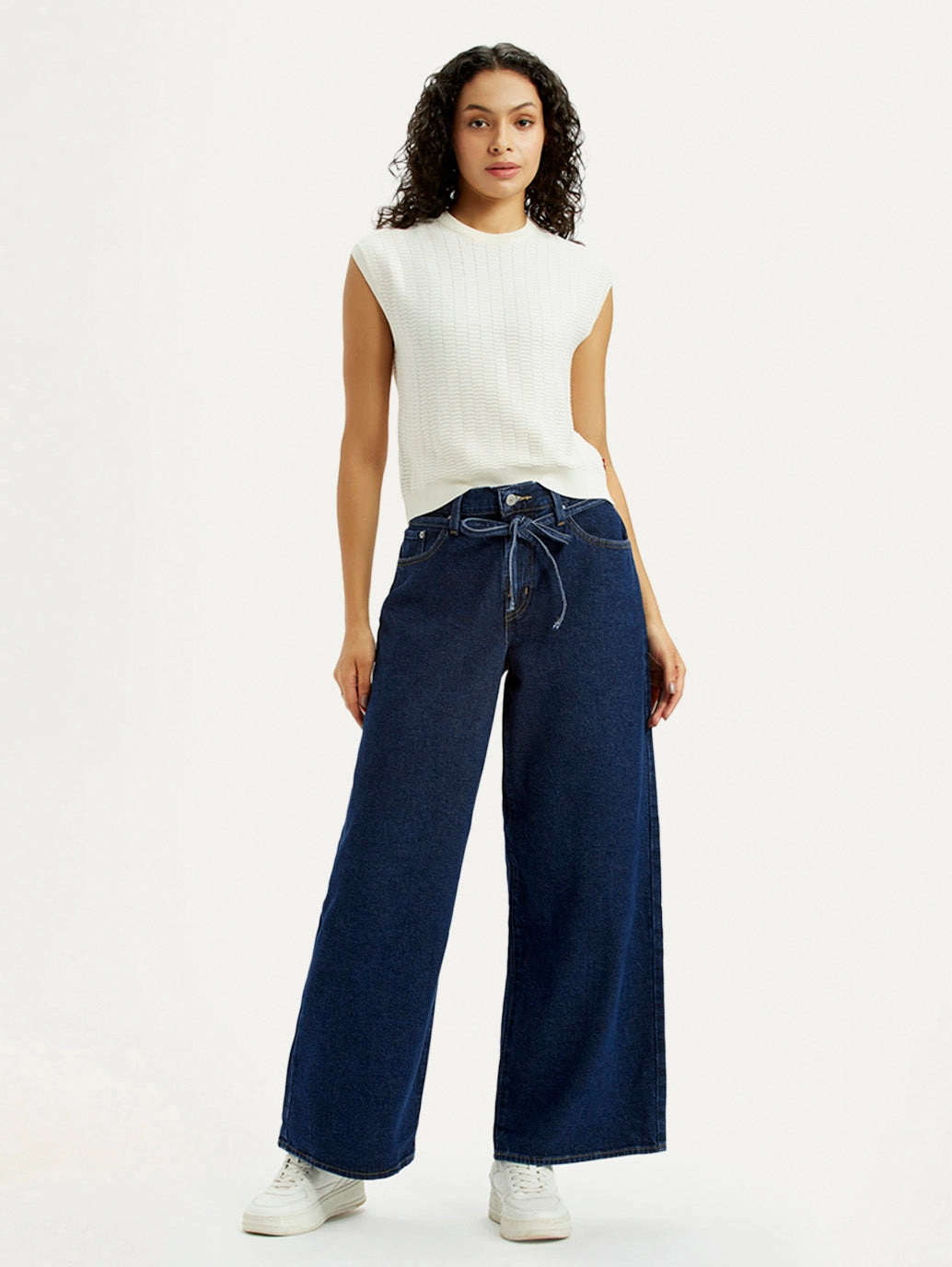 Women's Dark Blue XL Straight Loose Fit Mid Rise Jeans Minimalist Weekend Getaway Casual