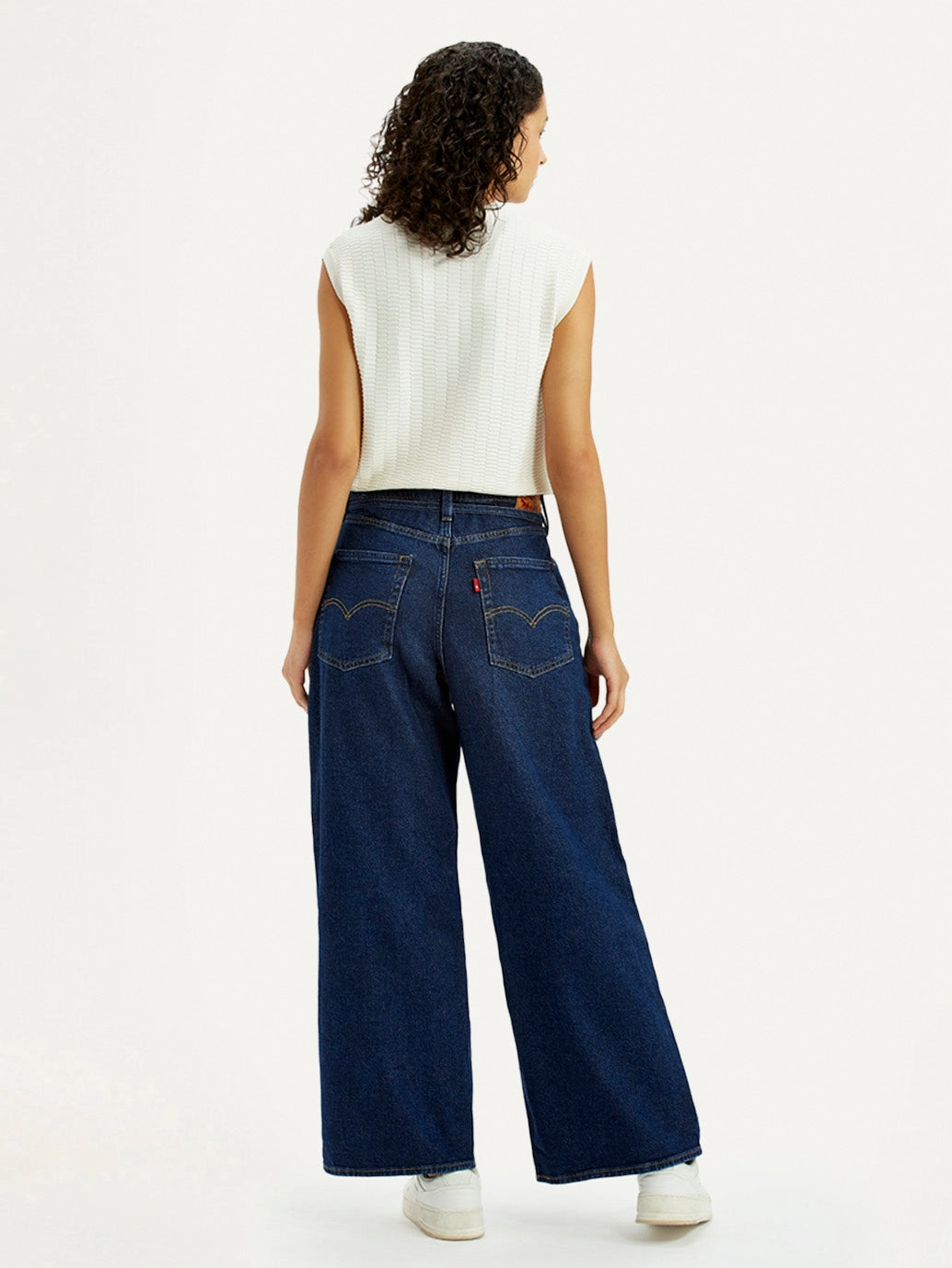 High Waist Women's Dark Blue XL Straight Loose Fit Mid Rise Jeans