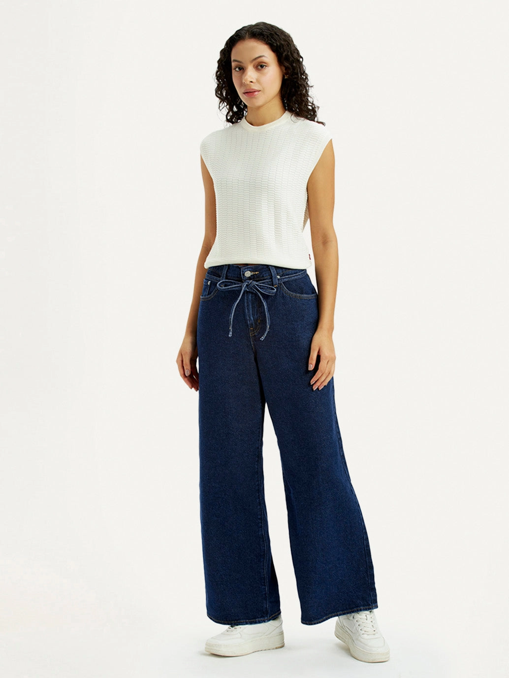 Quick Wash Women's Dark Blue XL Straight Loose Fit Mid Rise Jeans