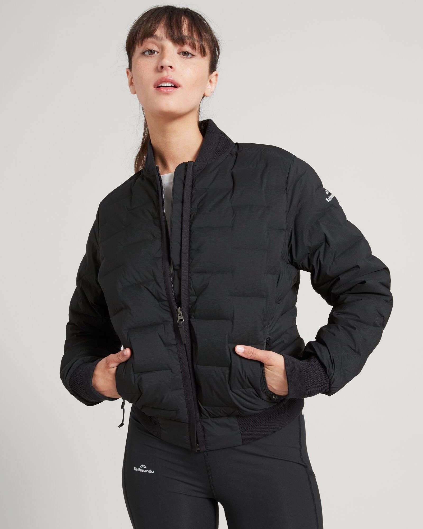 Women's Federate Stretch Down Bomber Jacket - Black Fit For Travel Minimal Travel Look