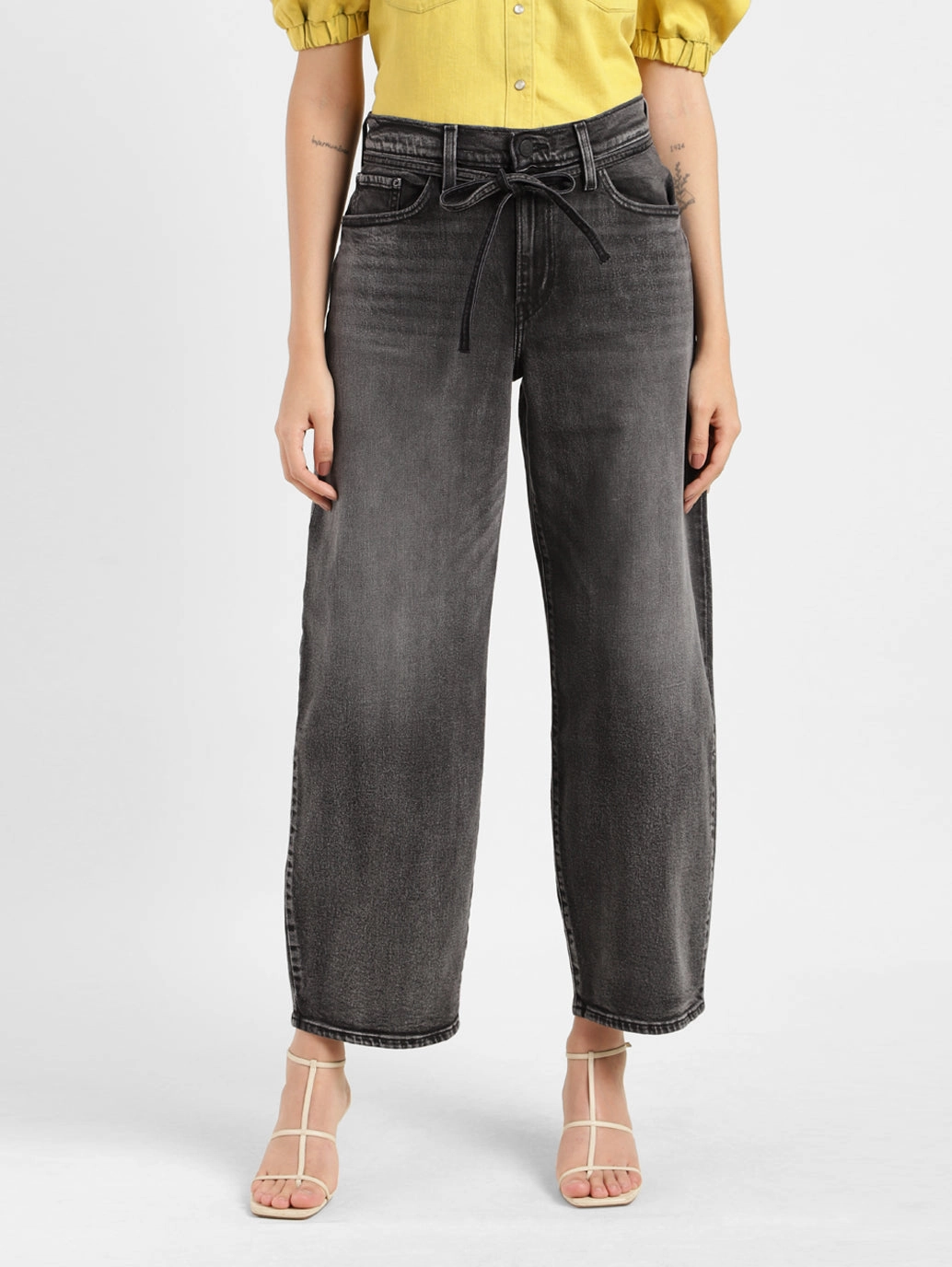 Women's Grey XL Balloon Loose Fit Mid Rise Jeans Modern Minimalist Stretch Durable Summer Vibes