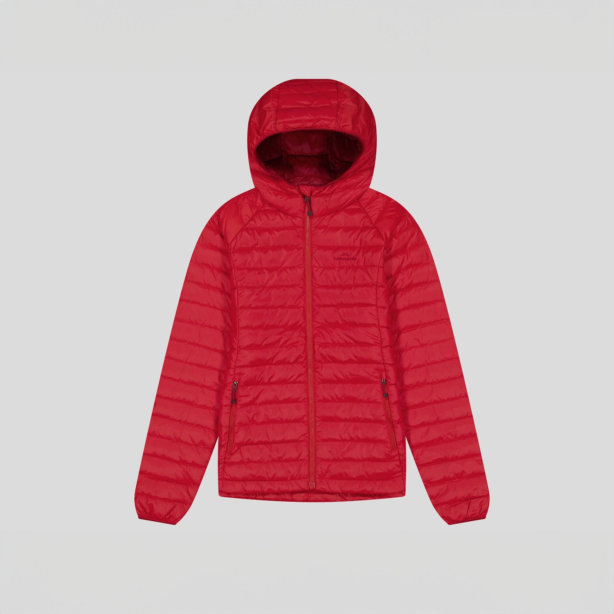 Full Zip Closure SlimSilhouette Women's Heli Down Hooded Jacket v3 - Spicy Chilli Pepper