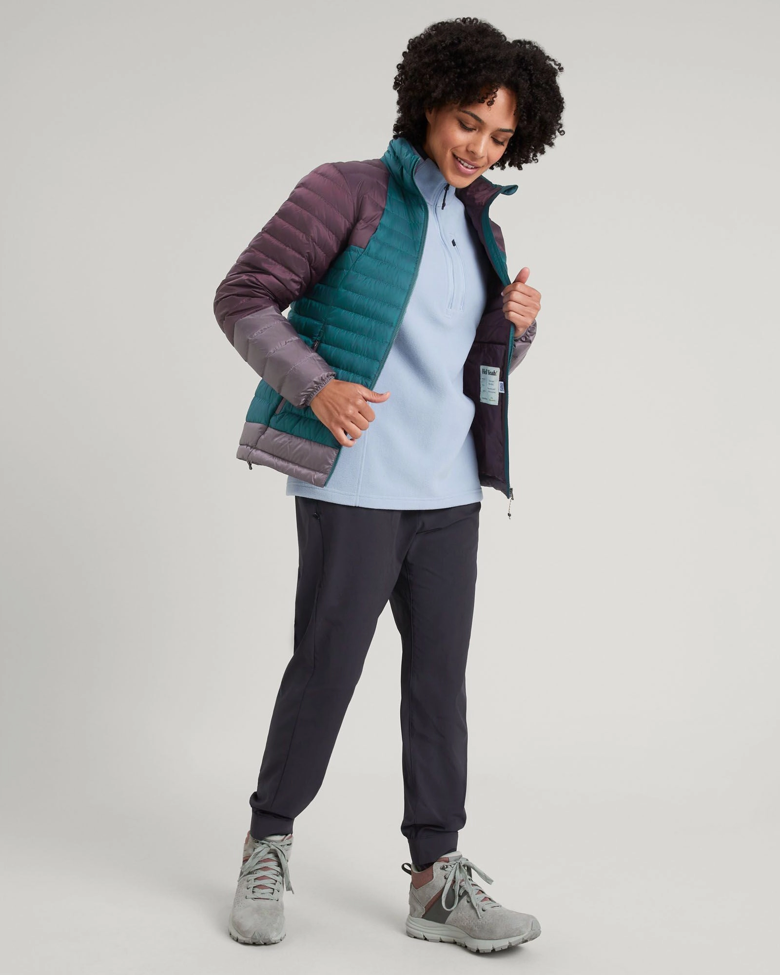 Women's Heli R Down Jacket - Deep Lagoon/Jam/Light Quartz MultiPocketStyle