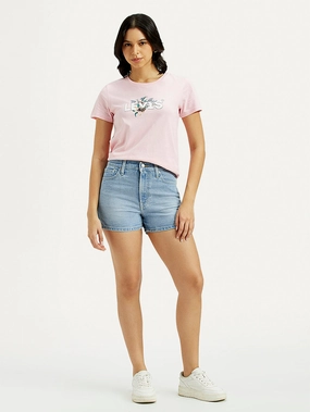 Anti - odor Vintage Look Women's Indigo Mid Rise Denim Wedgie Shorts