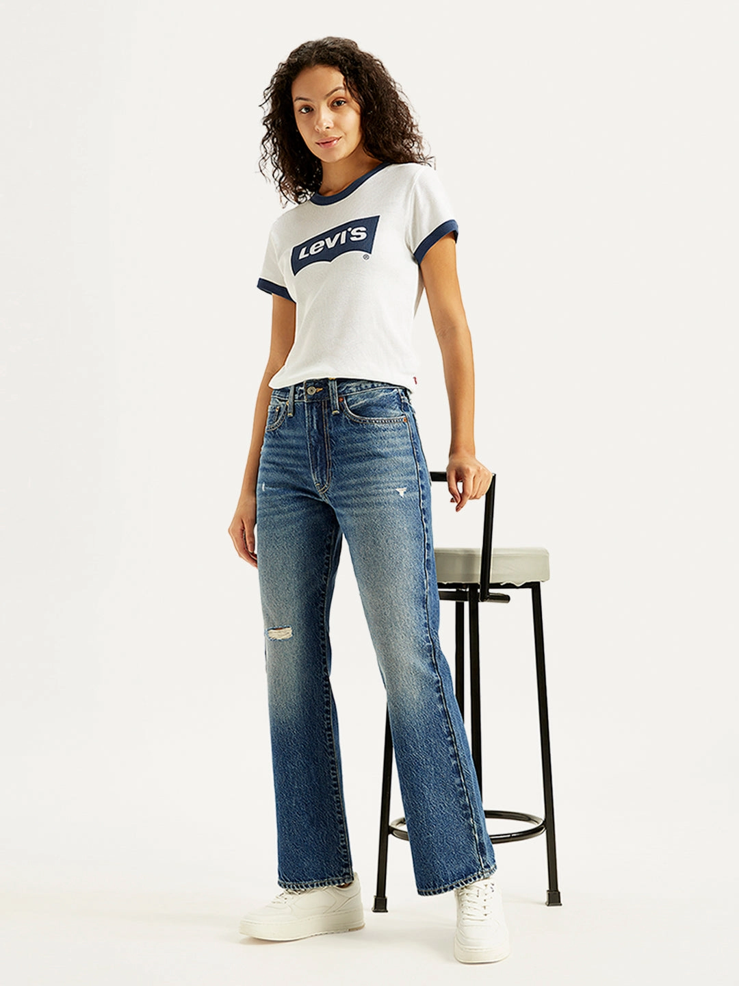 Women's Indigo Wedgie Bootcut Fit Mid Rise Jeans Trend Setter Chill Outfit Student Outfit Youth Outfit