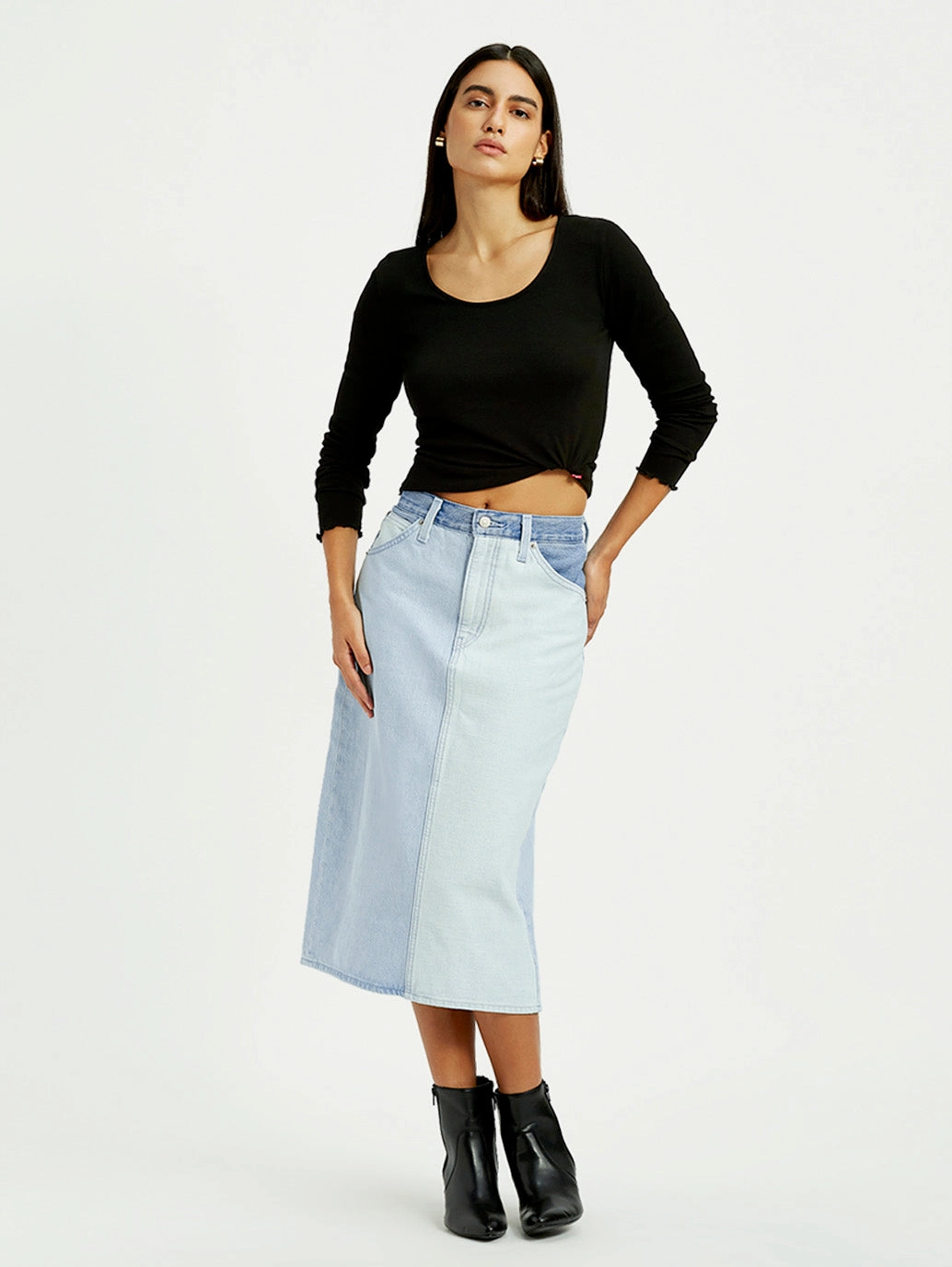 Women's Light Blue Regular Fit High Rise Skirt Statement Fashion Sleek Motion