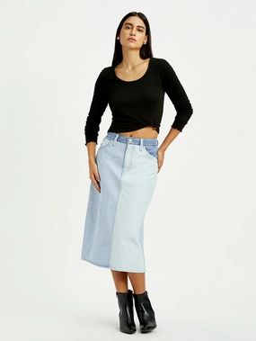 Women's Light Blue Regular Fit High Rise Skirt Statement Fashion Sleek Motion