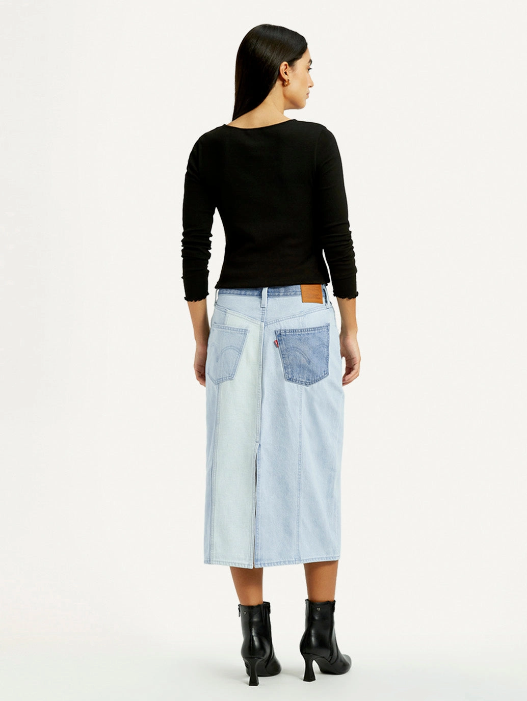 Women's Light Blue Regular Fit High Rise Skirt Urban Fit