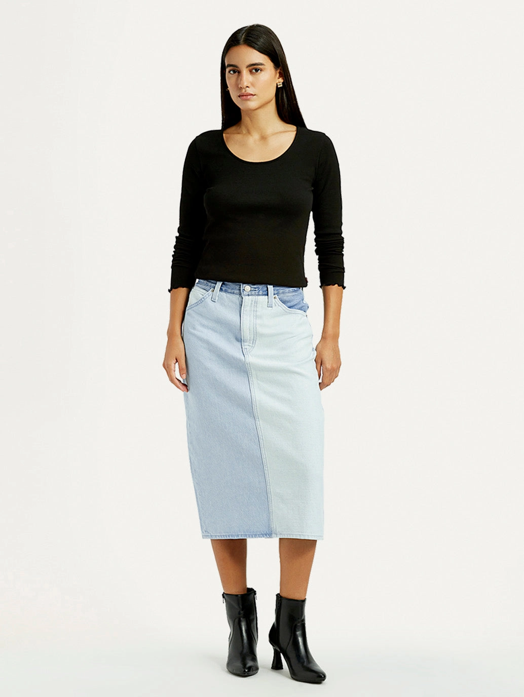 Statement Color Tonal Look Women's Light Blue Regular Fit High Rise Skirt