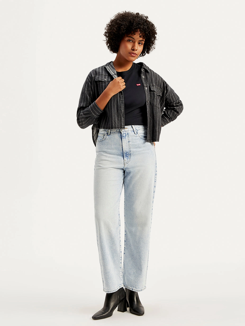 Women's Light Blue Ribcage Straight Ankle Fit High Rise Jeans Neutral Autumn Days