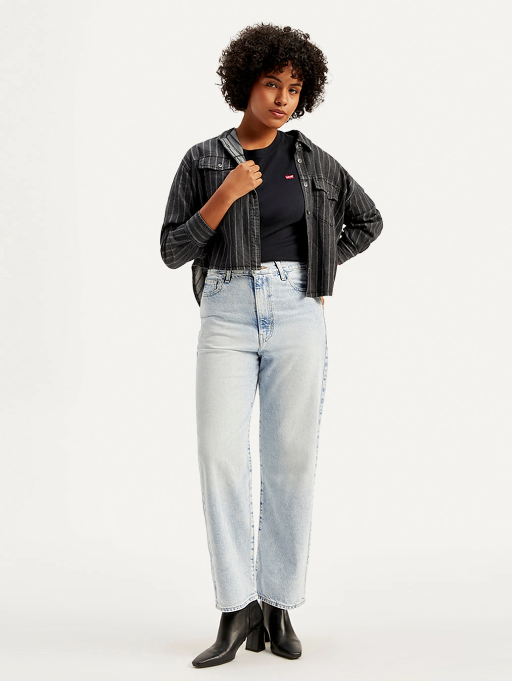 Modern Earthy Fashion Uniform Women's Light Blue Ribcage Straight Ankle Fit High Rise Jeans