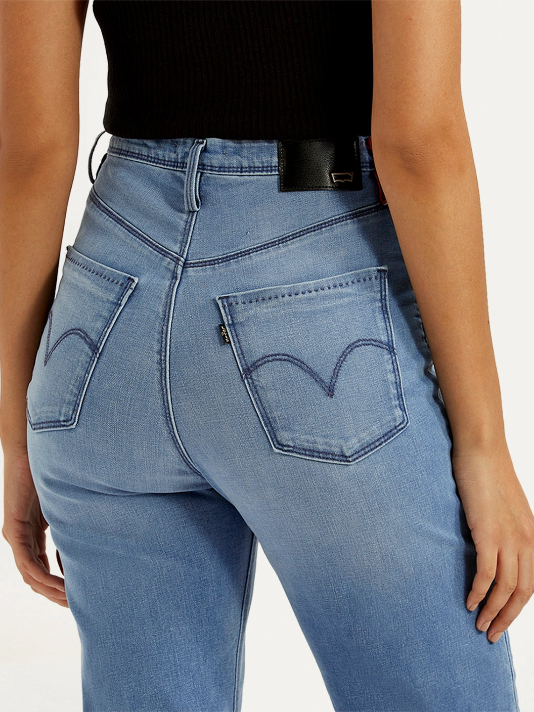 Women's Light Blue Ribcage Straight Fit High Rise Jeans Timeless Wear