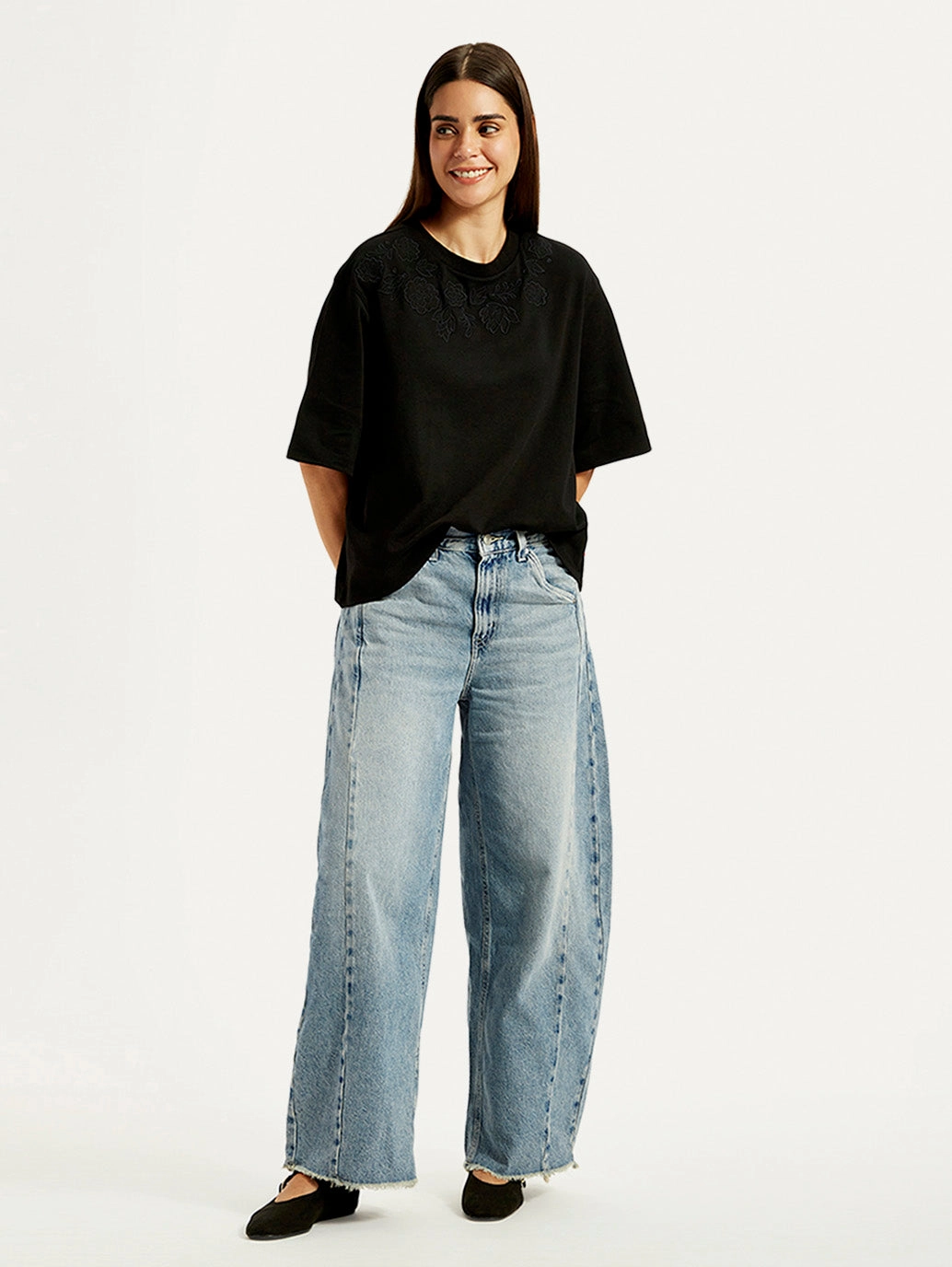 Women's Light Blue Super Baggy Barrel Loose Fit Mid Rise Jeans Casual Musthave Summer Vibes