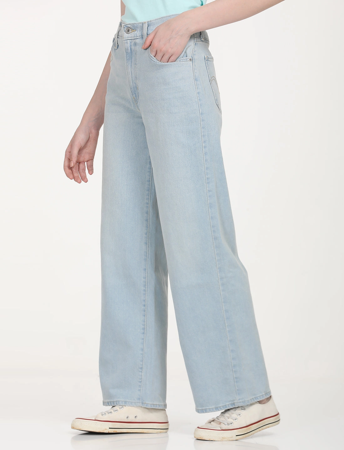 Weekend Warrior Festival Outfit Smooth Rainy Day Everyday Women's Light Blue Wide Leg Fit High Rise Jeans
