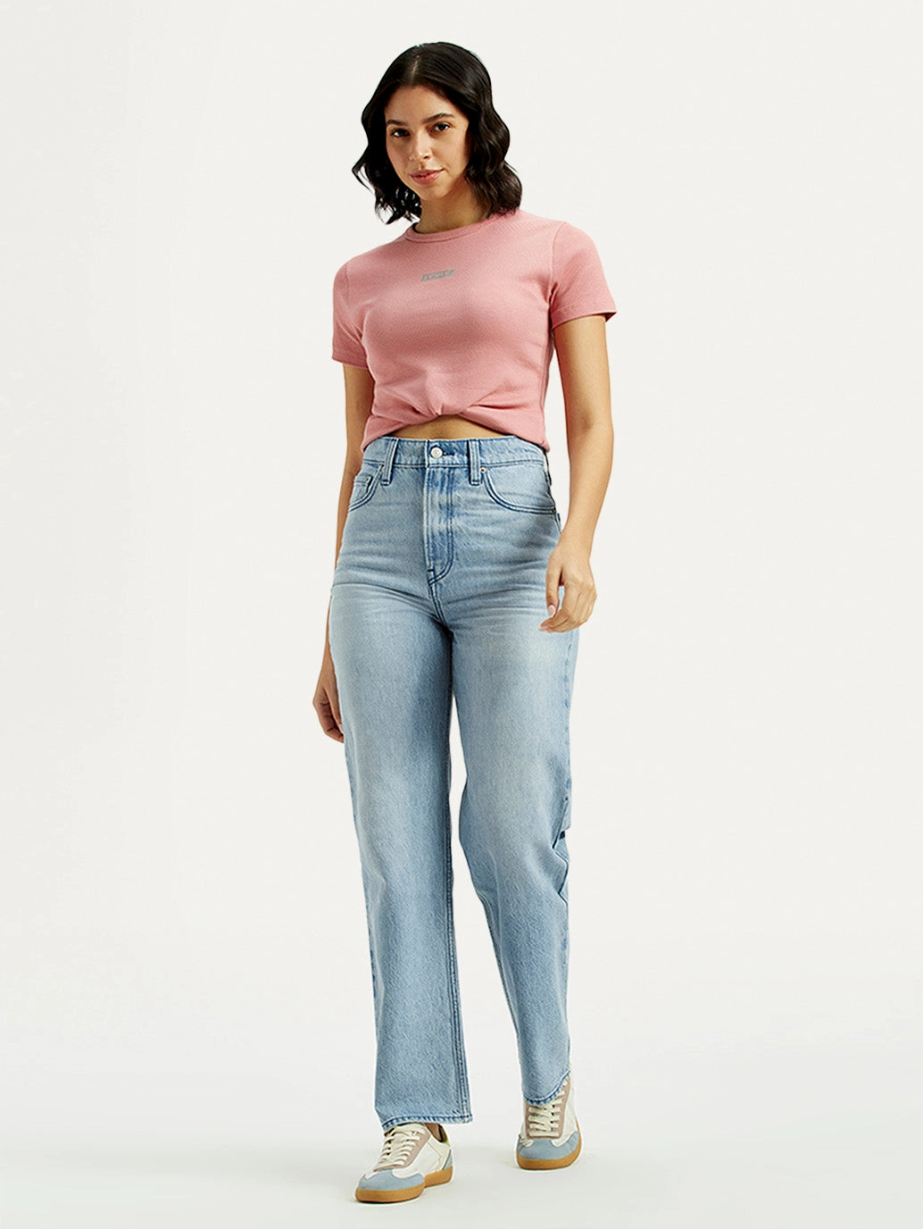 Women's Light Indigo Ribcage Straight Fit High Rise Jeans Classic Vibe