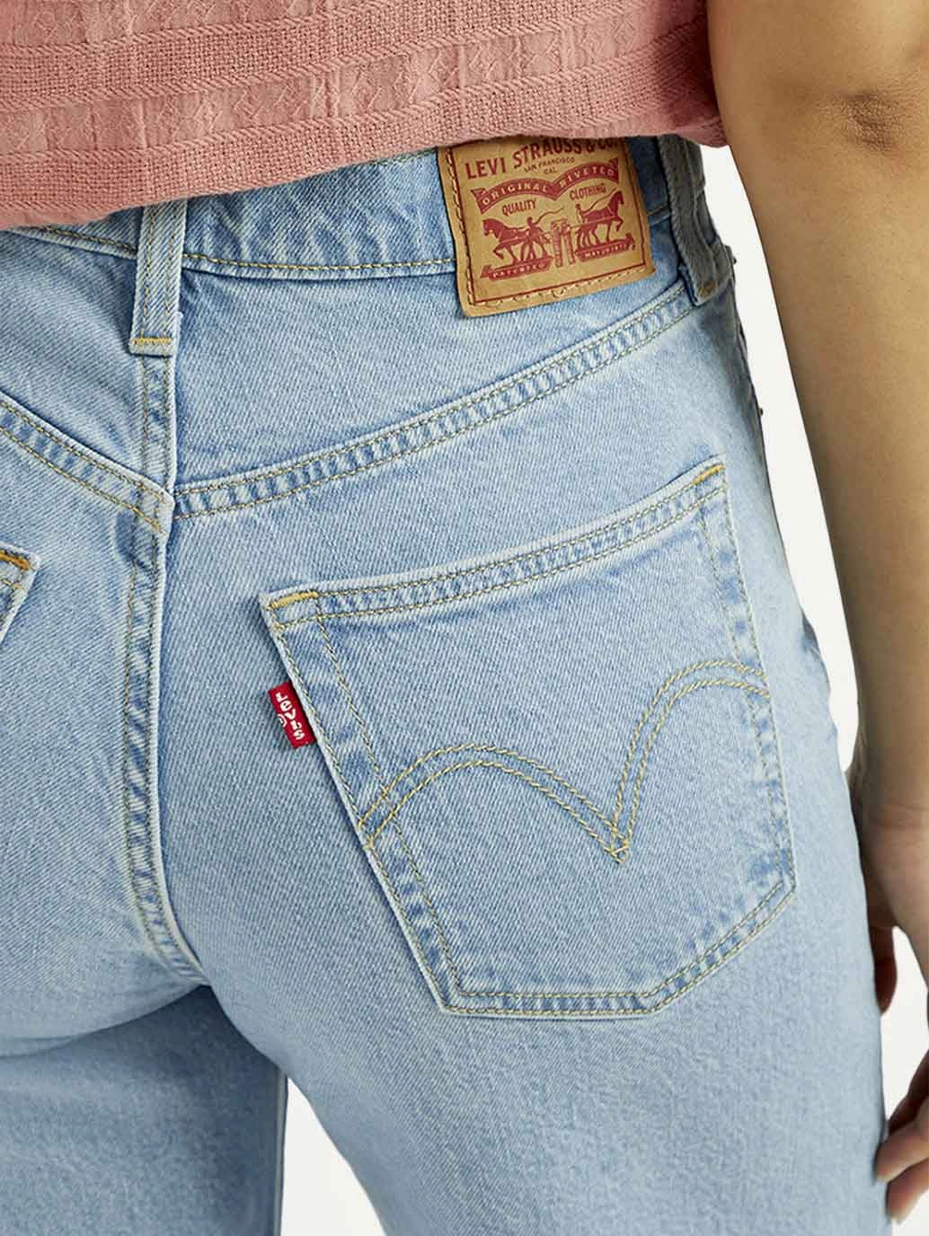 Women's Light Indigo Ribcage Wide Leg Fit High Rise Jeans Wear It All