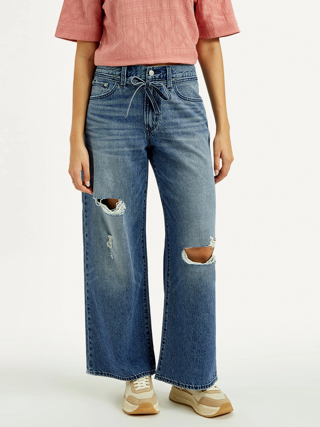 Go-To Garment Multi Pocket Design Women's Med Indigo XL Straight Fit Mid Rise Jeans