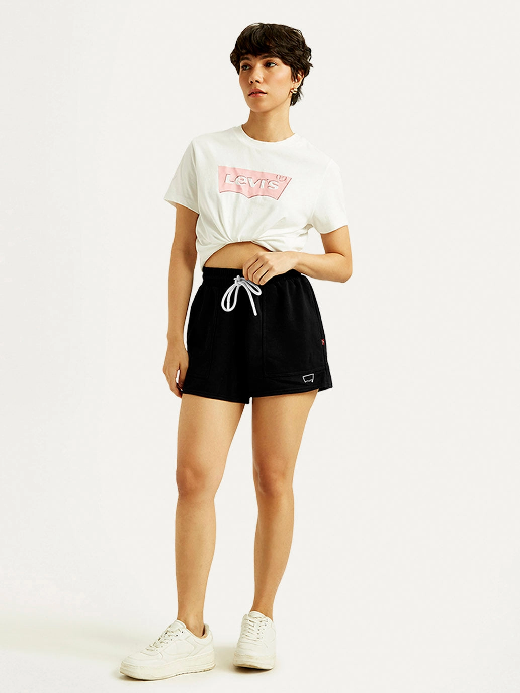 Women's Mid Rise Black Straight Fit Shorts Breathable mesh