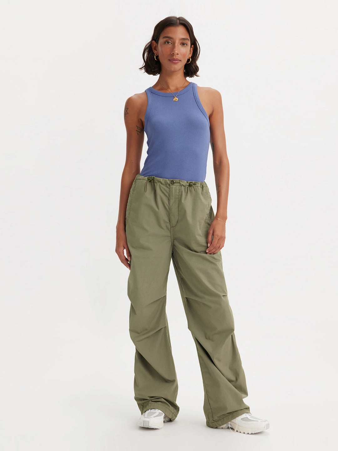 Low Profile Design Fashion Comfort Wear Women's Mid Rise Green?Loose Fit Trousers