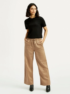 Non-Binding Fit Women's Mid Rise Straight Fit Khaki Trousers