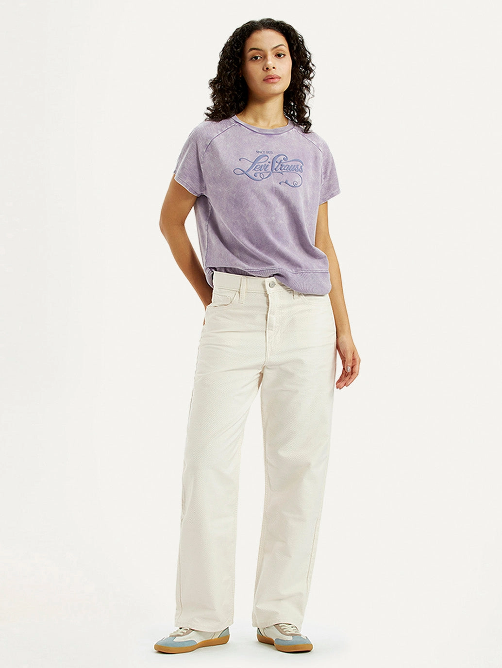 Street Casual Trendy Evening Stroll Women's Off White Ribcage Straight Fit High Rise Jeans