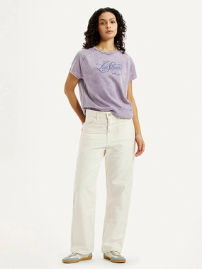 Street Casual Trendy Evening Stroll Women's Off White Ribcage Straight Fit High Rise Jeans