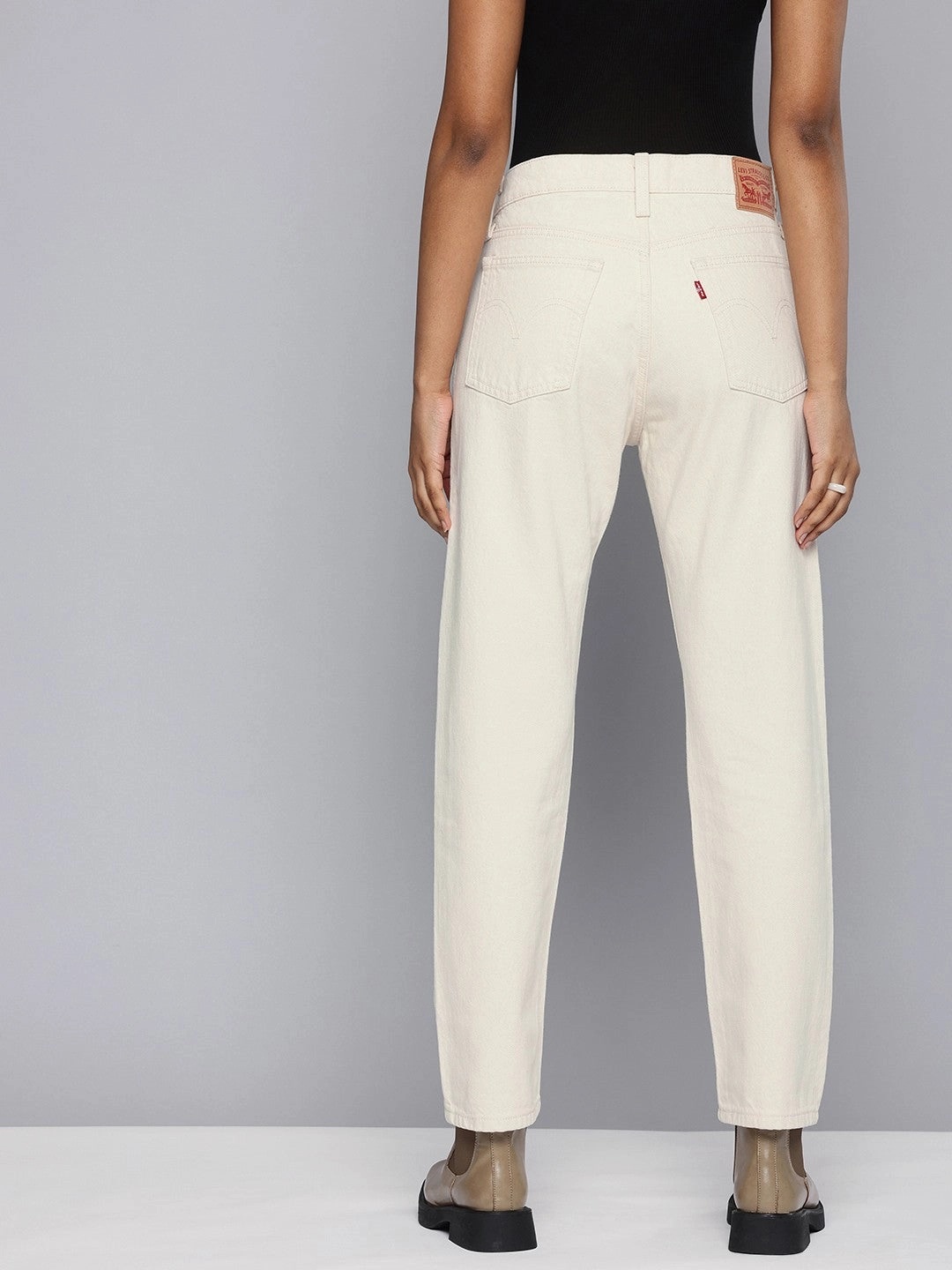 Women's Off White Wedgie Straight Fit High Rise Jeans Essential Piece Festival Outfit Affordable Sunny Vibes