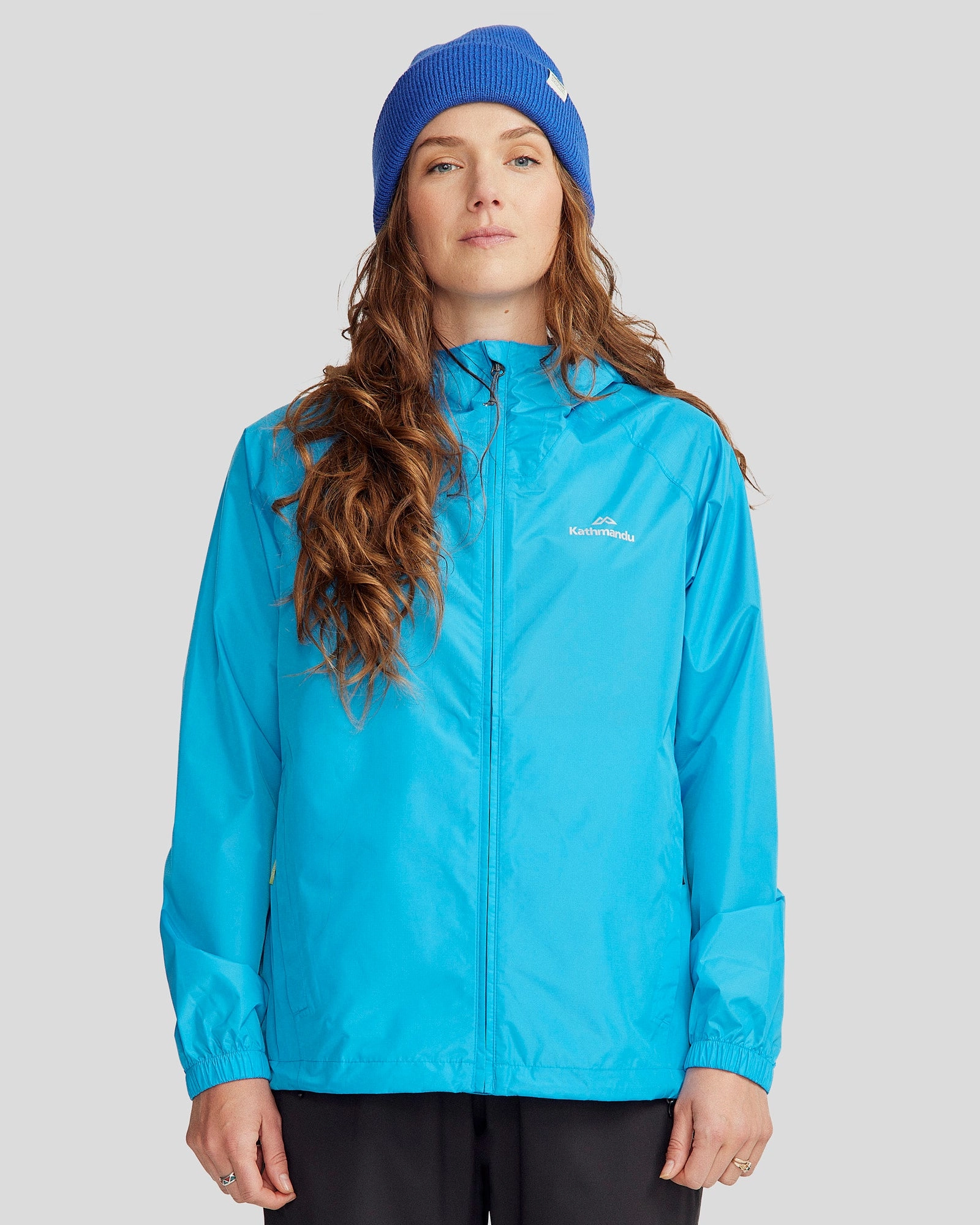 Women's Pocket-it 2-layer Rain Jacket - Sea Blue Secure Chest Pocket