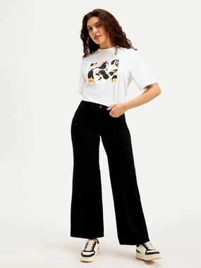 Women's Redloop 318 Black Flared Fit Mid Rise Jeans Reinforced Stitching Eco Friendly Date Night