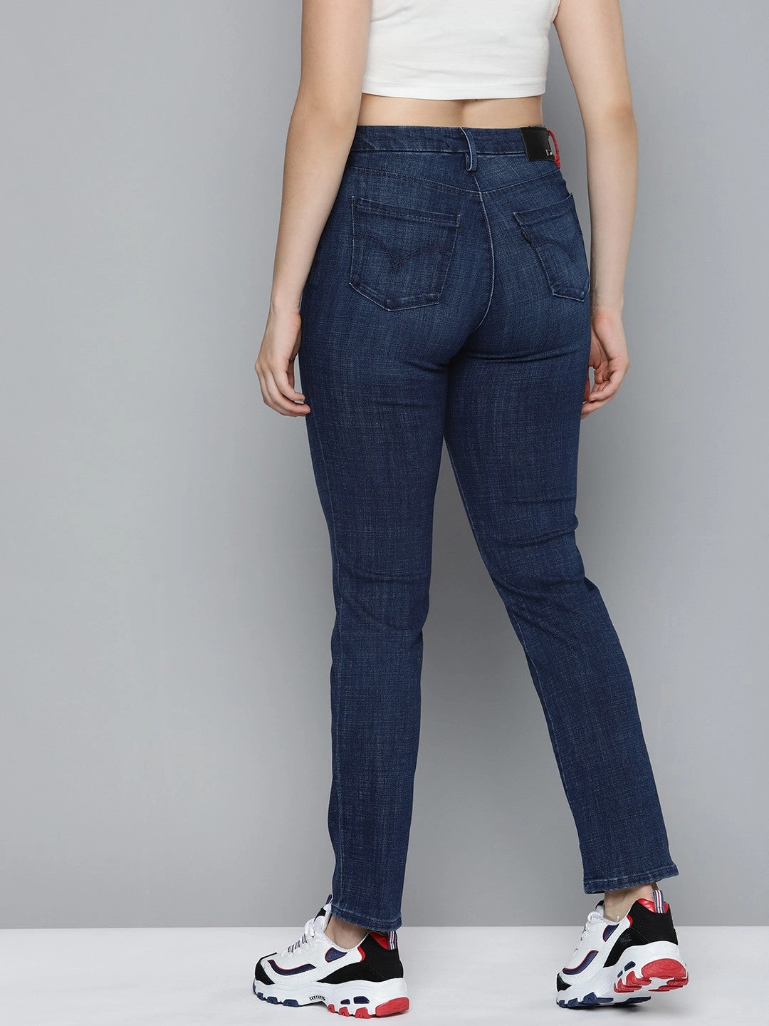 Evening Stroll Stretch Breathable Holiday Vibes Evening Stroll Picnic Style Women's Redloop 724 Blue Straight Fit High Rise Jeans