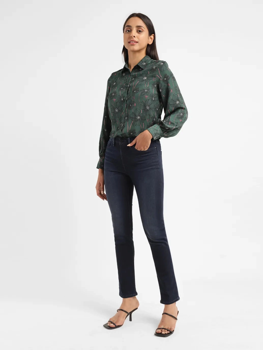 Women's Redloop 724 Blue Straight Fit Mid Rise Jeans Simple Utility Minimalist Pocket Design