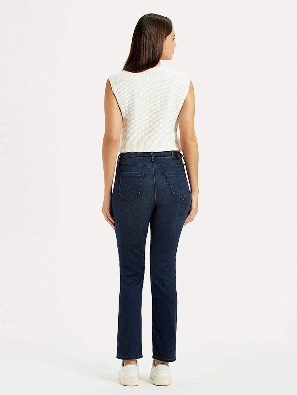 Women's Redloop 724 Dark Blue Straight Fit High Rise Jeans Professional Wear Weekend Warrior Tailored Waistband