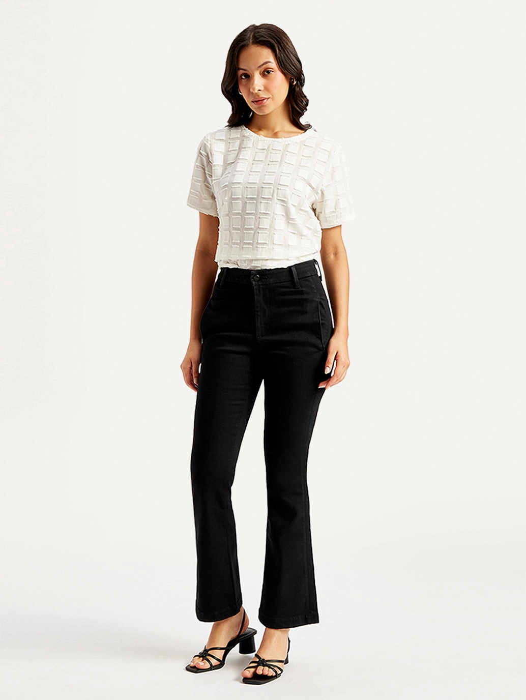 Neutral Mood Women's Redloop 725 Black Flared Fit High Rise Jeans