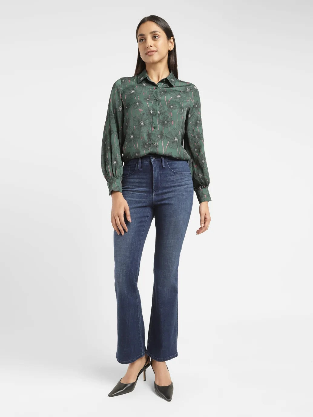 Women's Redloop 725 Blue Flared Fit High Rise Jeans Daily Casual