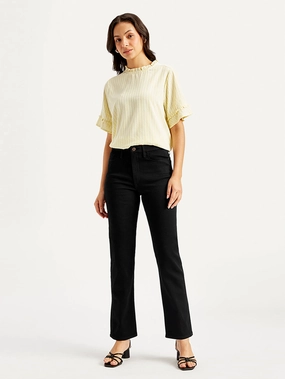 Non Fading Technology Women's Redloop Black Wedgie Straight Fit High Rise Jeans