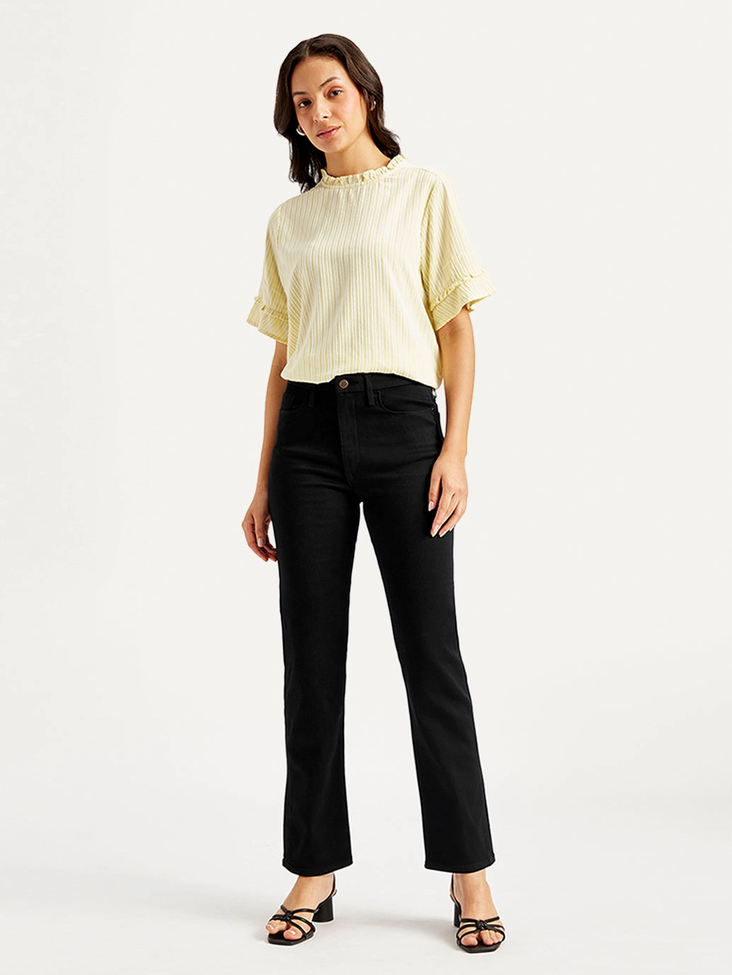 Non Fading Technology Women's Redloop Black Wedgie Straight Fit High Rise Jeans