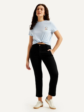 Beach Day Sustainable Women's Redloop Black Wedgie Straight Fit High Rise Jeans