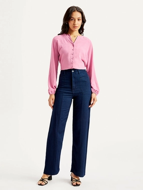 Women's Redloop Blue Loose Fit High Rise Jeans Simple clothing Weekend Style Casual Parent Style